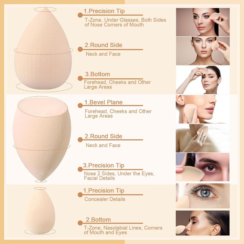 AuraRay 17PCS Makeup Sponges Set with 6PCS Powder Puff, 3PCS Mini Makeup Sponges Blender, 3PCS Foundation Mini Make Up Sponge Puff and 1PCS Make Up Sponges Holder - Image 3